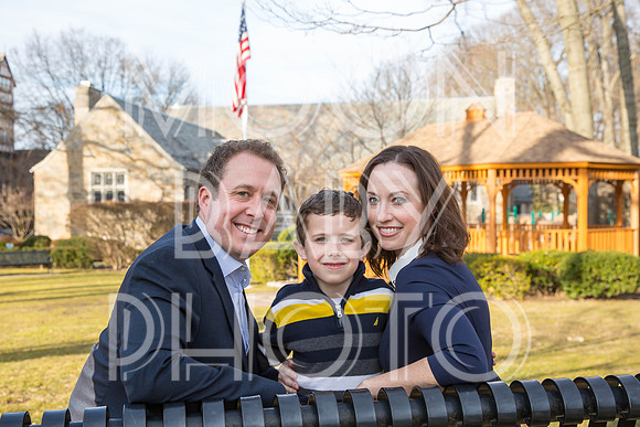 Chance Mullen Democratic Party Nominee for Village of Pelham Trustee and his family photographed in Pelham NY