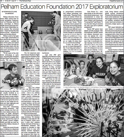 Pelham Education Foundation Exploratorium in the April 18 2017 Issue of The Pelham Post